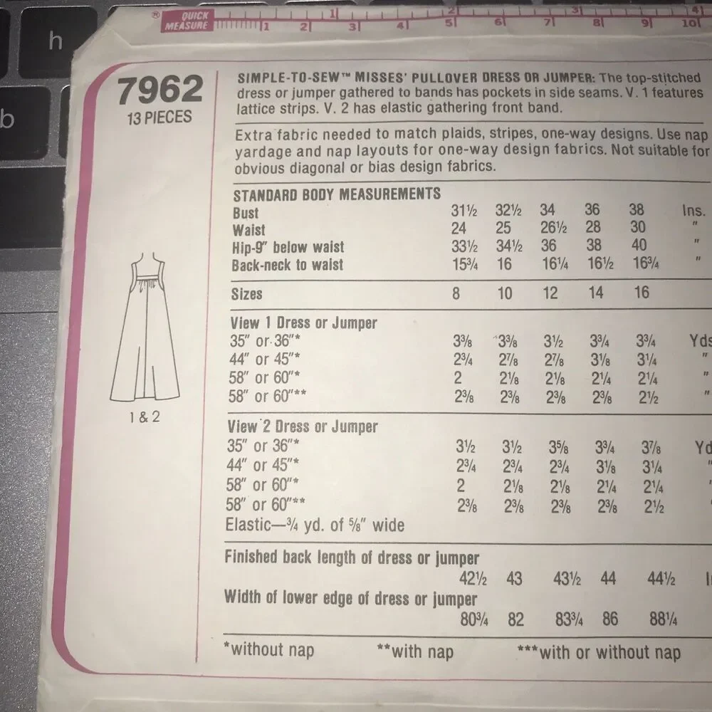 1970s Simplicity 7962 Misses Easy Pullover Tent Dress Jumper Pattern Sundress 10
